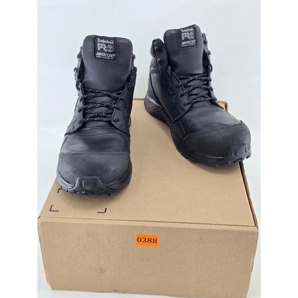Timberland PRO Reaxion Composite Toe Work Boots Mens 9W Black Waterproof -Good